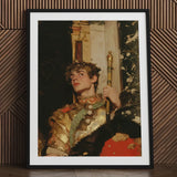 Peeking - Royal Gay Renaissance Art Print / Canvas Black-framed Young Man Ornate Golden Armor, Revival Prints