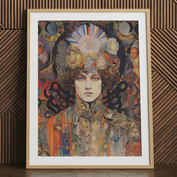 Pepper - Psychedelische Godinnenkunstprint / Canvas, 24x32’’ / 61x81cm / Natuurlijk Frame / Passe-partout, Posters, Prints & Visuele Kunstwerken, Toby Leon
