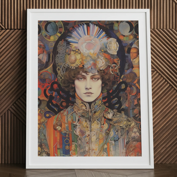 Pepper - Psychedelische Godinnenkunstprint / Canvas, 24x32’’ / 61x81cm / Wit Frame / Passe-partout, Posters, Prints & Visuele Kunstwerken, Toby Leon