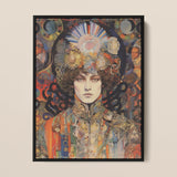 Pepper - Psychedelische Godinnenkunstprint / Canvas, 12x16’’ / 31x41cm / Zwart Frame, Posters, Prints & Visuele Kunstwerken, Toby Leon