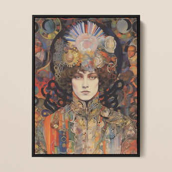 Pepper - Psychedelische Godinnenkunstprint / Canvas, 12x16’’ / 31x41cm / Zwart Frame, Posters, Prints & Visuele Kunstwerken, Toby Leon