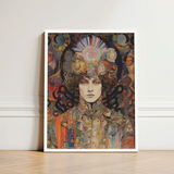 Framed Art Nouveau-style Portrait Print Woman Intricate Ornate Psychedelic Realms Untold, Cosmic Empress