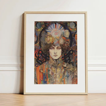 Pepper - Psychedelic Goddess Art Print / Canvas Framed Nouveau-style Portrait Woman Ornate Colorful Realms Untold, Cosmic Empress, Prints