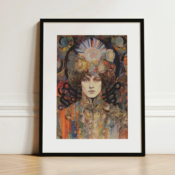Pepper - Psychedelic Goddess Art Print / Canvas Framed Stylized Portrait Intricate Colorful Patterns Realms Untold, Cosmic Empress, Prints
