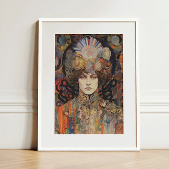 Pepper - Psychedelic Goddess Art Print / Canvas Framed Stylized Portrait Intricate Colorful Patterns Realms Untold, Cosmic Empress, Prints