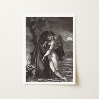 Phrosine and Melidore - Pierre Paul Prud’hon Art Print / Canvas Black-and-white Engraved Dramatic Romantic Scene Framed Simple Composes