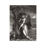 Phrosine and Melidore - Pierre Paul Prud’hon Art Print, Black White Cloaked Figure Nude Woman Body Water