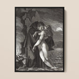 Phrosine and Melidore - Pierre Paul Prud’hon Art Print / Canvas Black-framed Monochrome Romantic Embrace Two Figures Water Composes