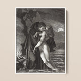 Phrosine and Melidore - Pierre Paul Prud’hon Art Print / Canvas Black-and-white Framed Romantic Scene Two Figures Moonlight Composes