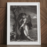 Phrosine and Melidore - Pierre Paul Prud’hon Art Print / Canvas Framed Black White Print Man Nude Woman Body Prud’hon Composes Tragedy,