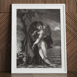 Phrosine and Melidore - Pierre Paul Prud’hon Art Print / Canvas Framed Black White Man Nude Woman Body Composes Tragedy, Skin Glows,