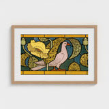 Pigeon et Pavots - Maurice Pillard Verneuil Art Print / Canvas Framed Nouveau-style Pale Pink Dove Orange, Verneuil’s Feathered Muse,