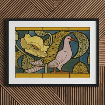Pigeon et Pavots - Maurice Pillard Verneuil Kunstdruck / Leinwand, 30x20’’ / 76x51cm / Schwarzer Rahmen / Passepartout, Poster, Drucke & Visuelles