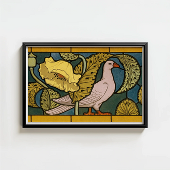 Framed Art Nouveau-style Print Pale Pink Dove Orange Maurice Pillard Verneuil, Verneuil’s Feathered Muse, Nouveau’s Golden Age