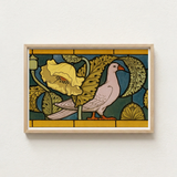 Framed Art Nouveau-style Print Pale Pink Dove Orange Maurice Pillard Verneuil, Verneuil’s Feathered Muse, Nouveau’s Golden Age