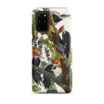 Pileated Woodpecker - John James Audubon Phone Case Samsung Galaxy S20 Plus / Matte Phone Case Detailed Illustration Black White