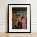 Pin-up - Gay Rajasthani After Party Art Print / Canvas Black-framed Vibrant Stylized Painting Shirtless Man, Prints