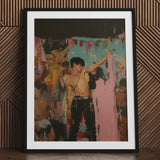 Pin-up - Gay Rajasthani After Party Art Print / Canvas Black-framed White Mat Expressive Painting Shirtless, Prints