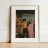 Pin-up - Gay Rajasthani After Party Art Print / Canvas Framed Vibrant Painterly Depiction Shirtless Man, Prints