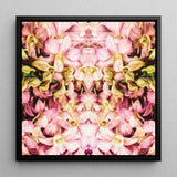 Pink Kaleidoscope - Thai Orchid Art Print / Canvas Framed Square Artwork Symmetrical Kaleidoscopic Pattern Pink Cream Orchid Art,