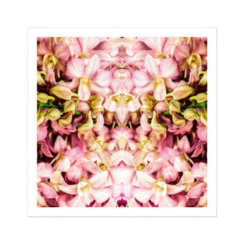Pink Kaleidoscope - Thai Orchid Art Print / Canvas Kaleidoscopic Pattern Yellow Flowers Arranged Mirror-like, Photography, Floral Fantasy