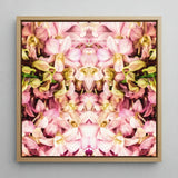 Pink Kaleidoscope - Thai Orchid Art Print / Canvas Square-framed Artwork Symmetrical Kaleidoscopic Pattern Cream Orchids, Photography,