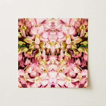 Pink Kaleidoscope - Thai Orchid Art Print / Canvas Square Canvas Print Symmetrical Mirrored Pattern Pink Cream Kaleidoscopic Orchid Art,