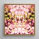 Pink Kaleidoscope - Trippy Orchid Art Framed Canvas, 12x12’’ / 31x31cm / Natural Floating Frame, Square Framed Artwork Pink Yellow Orchids