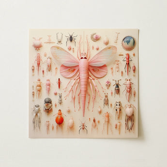 Pink Mama Moth - Alien Species Taxonomy Art Print / Canvas, 12x12’’ / 31x31cm / Unframed / no Border, Posters Prints & Visual Artwork, Toby