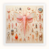Pink Mama Moth - Alien Species Taxonomy Art Print / Canvas Butterfly-like Insect Elongated Body Delicate Wings, Revolutionizes,