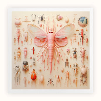 Pink Mama Moth - Alien Species Taxonomy Art Print / Canvas Butterfly-like Insect Elongated Body Delicate Wings, Revolutionizes,