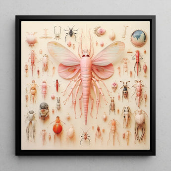 Pink Mama Moth - Alien Species Taxonomy Art Print / Canvas Framed Artwork Central Intricately Detailed Insect Translucent, Revolutionizes,