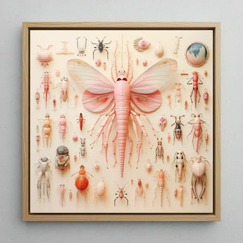 Pink Mama Moth - Alien Species Taxonomy Art Print / Canvas Framed Artwork Central Intricately Detailed Insect Translucent, Revolutionizes,