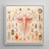Pink Mama Moth - Alien Species Taxonomy Art Print / Canvas Framed Artwork Central Intricately Detailed Insect Translucent, Revolutionizes,