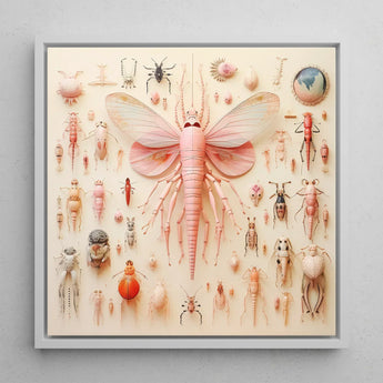 Pink Mama Moth - Alien Species Taxonomy Art Print / Canvas Framed Artwork Central Intricately Detailed Insect Translucent, Revolutionizes,