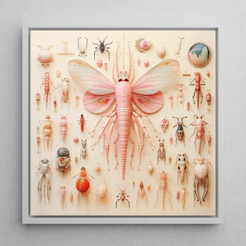 Pink Mama Moth - Alien Species Taxonomy Art Print / Canvas, Pink Mama Moth, Mama Moth Revolutionizes, Revolutionizes Xenoentomological Art