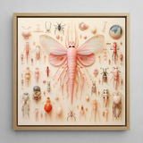 Pink Mama Moth - Alien Species Taxonomy Art Print / Canvas, Pink Mama Moth, Mama Moth Revolutionizes, Revolutionizes Xenoentomological Art