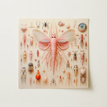 Pink Mama Moth - Alien Species Taxonomy Art Print / Canvas, Pink Mama Moth, Mama Moth Revolutionizes, Revolutionizes Xenoentomological Art