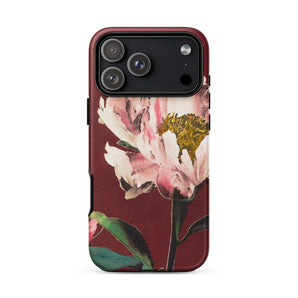 Pink Peonies - Ogawa Kazumasa Floral Phone Case Iphone 17 Pro Max / Matte Floral Iphone 12 Pro Max Case Burgundy Background Kazumasa