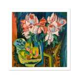 Pink Roses - Ernst Ludwig Kirchner Art Print / Canvas, 12x12’’ / 31x31cm / Unframed / White Border, Posters Prints & Visual Artwork, Toby