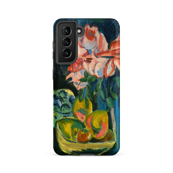 Pink Roses - Ernst Ludwig Kirchner Expressionist Phone Case, Samsung Galaxy S21 Fe / Matte, Mobile Cases, Toby Leon