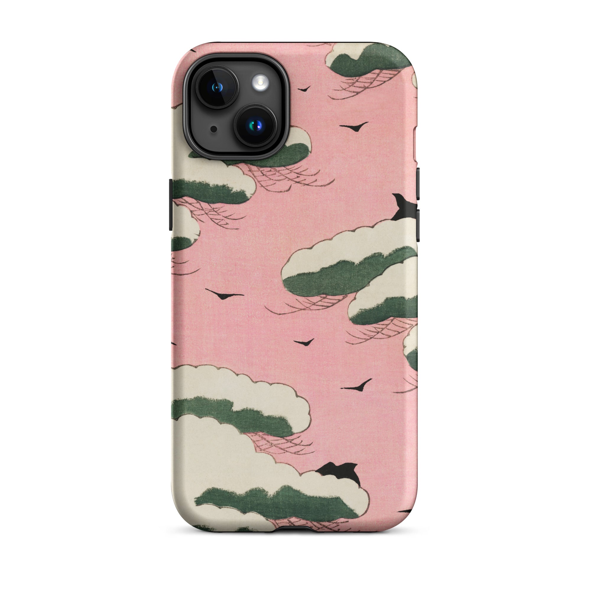 Pink Sky Watanabe Seitei Bijutsu Sekai Art Iphone Case, 15 Plus / Matte, Pink Phone Case Cloud Bird Design