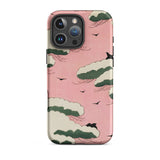 Pink Sky - Watanabe Seitei Bijutsu Sekai Art Phone Case Iphone 16 Pro Max / Matte Pink Phone Case Cloud Bird Design Watanabe Seitei,