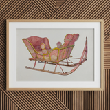 Pink Sleigh - Amos C. Brinton dekorativer Kunstdruck der 1930er / Leinwand, 30x20’’ / 76x51cm / Naturrahmen / Passepartout, Poster Drucke & Visuelles