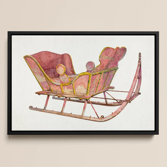 Pink Sleigh - Amos C. Brinton 1930s Decorative Art Print / Canvas, 18x12’’ / 46x31cm / Black Frame, Posters Prints & Visual Artwork, Toby