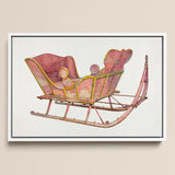 Pink Sleigh - Amos C. Brinton 1930s Decorative Art Print / Canvas, 18x12’’ / 46x31cm / White Frame, Posters Prints & Visual Artwork, Toby