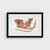 Pink Sleigh - Amos C. Brinton 1930s Decorative Art Print / Canvas Watercolor Painting Vintage Gold Trim Framed Captivating, Prints