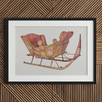 Pink Sleigh - Amos C. Brinton 1930s Decorative Art Print / Canvas Vintage-style Yellow Illustration Black-framed Captivating, Prints