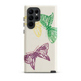 Pink Yellow & Green Butterflies - Kamisaka Sekka Phone Case, Samsung Galaxy S22 Ultra / Matte, Mobile Cases, Toby Leon