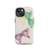 Pink Yellow & Green Butterflies - Kamisaka Sekka Phone Case Iphone 14 / Matte Butterfly-patterned Phone Case Kamisaka Sekka’s Butterflies,